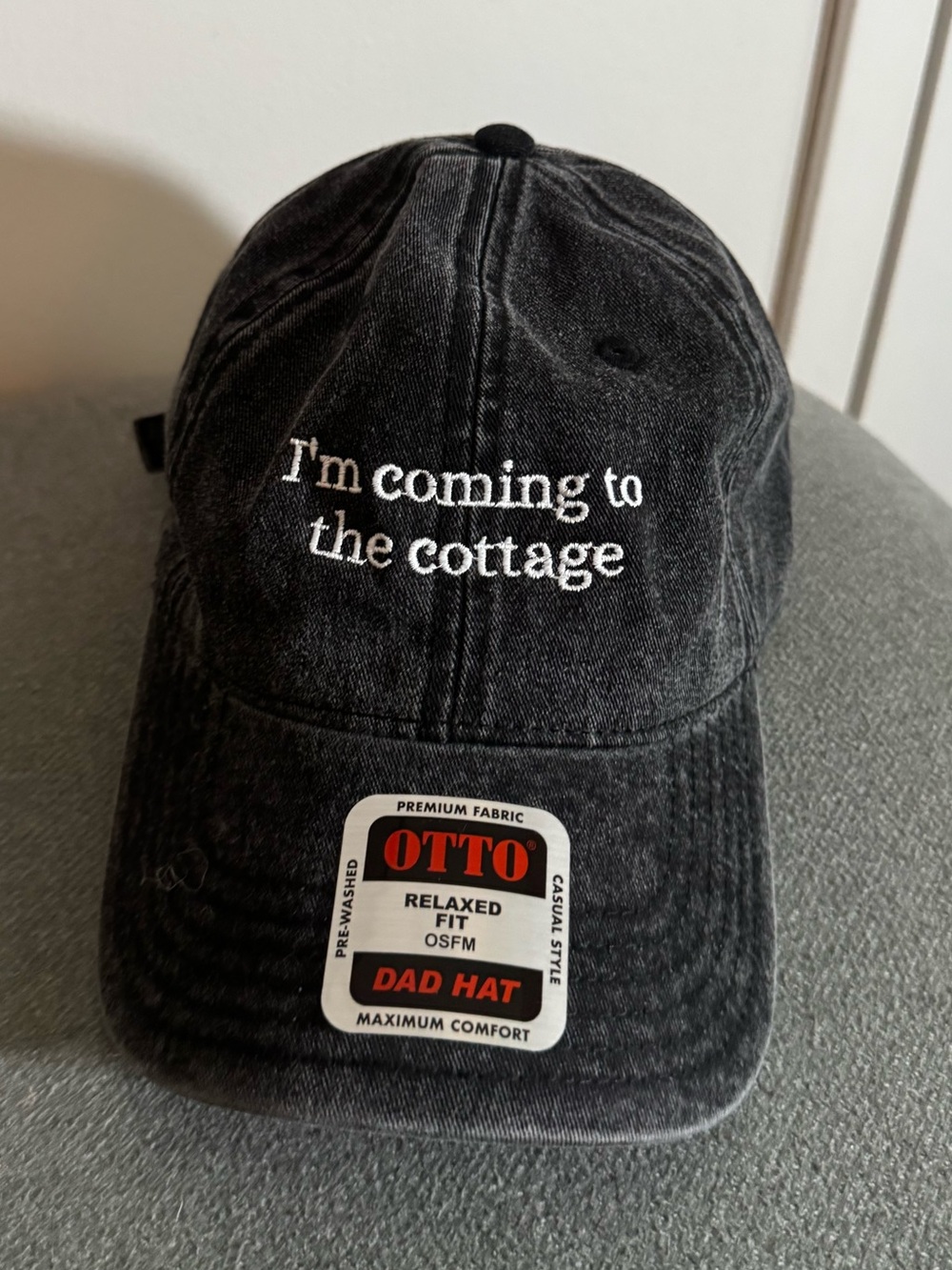 HEATED RIVALRY Cottage Otto Black Washed Dad Hat w/ White Cottage Embroidery NWT